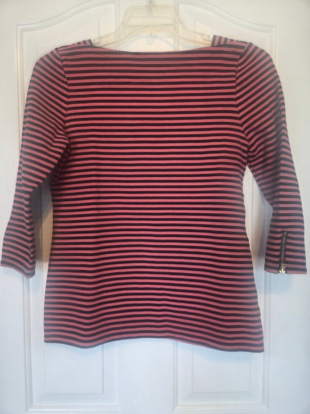 Talbots Black and Pink Striped Top Size S.